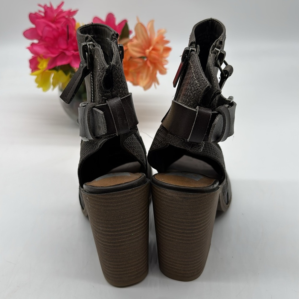 DV by Dolce Vita Brown Block Heel Peep Toe Sandal Size9 MCH7169D - Picture 3 of 7